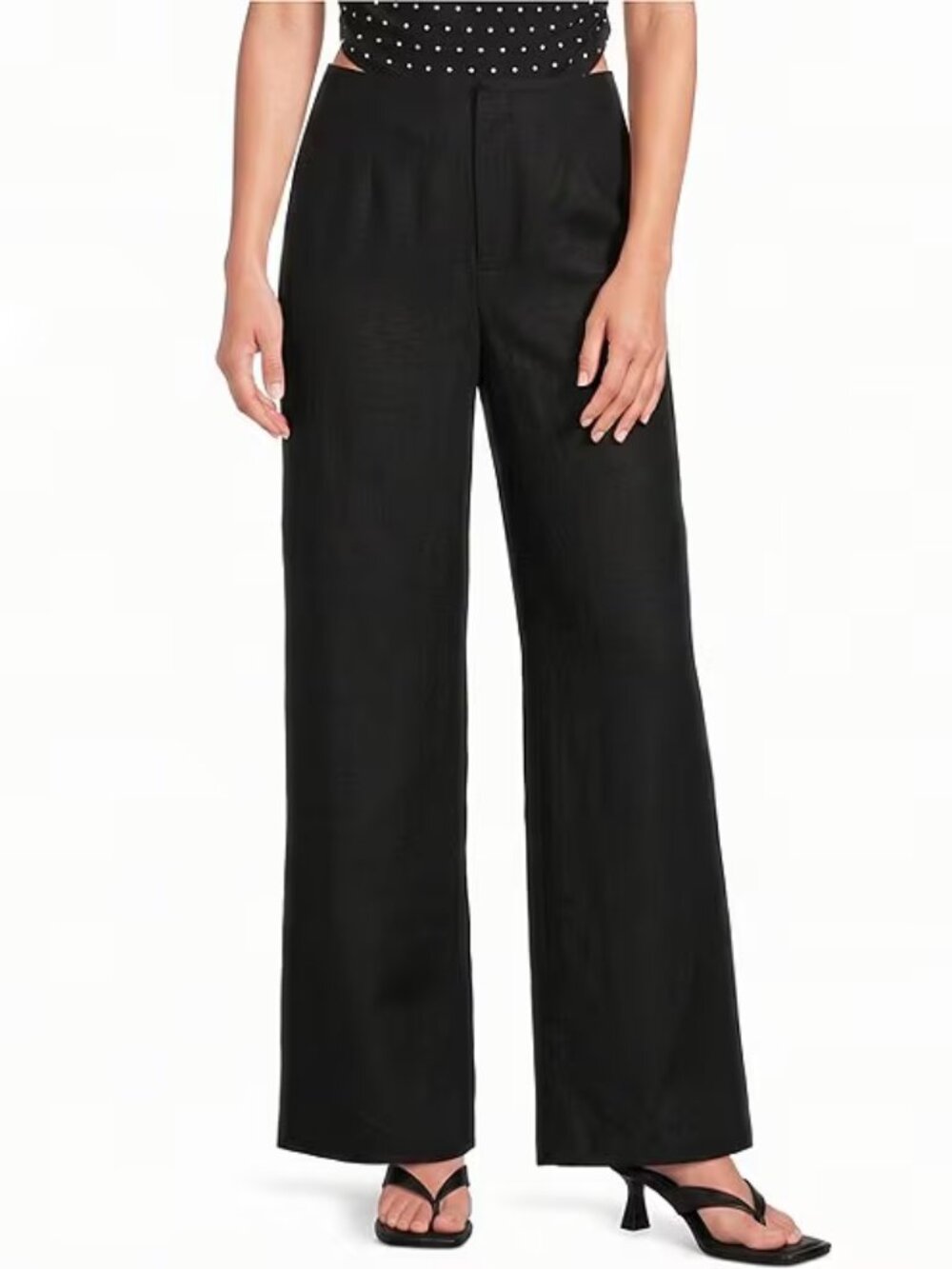 NEW Gianni Bini Wide Leg Linen Blend Pants High Waisted Elastic Back Size 6